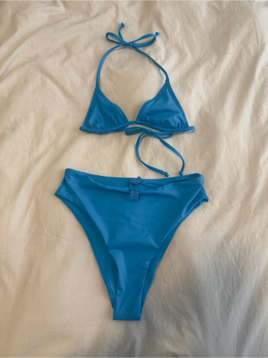SKIMS Other - Skims Bright Blue High Waisted Bikini Set – Size Small top Medium bottom